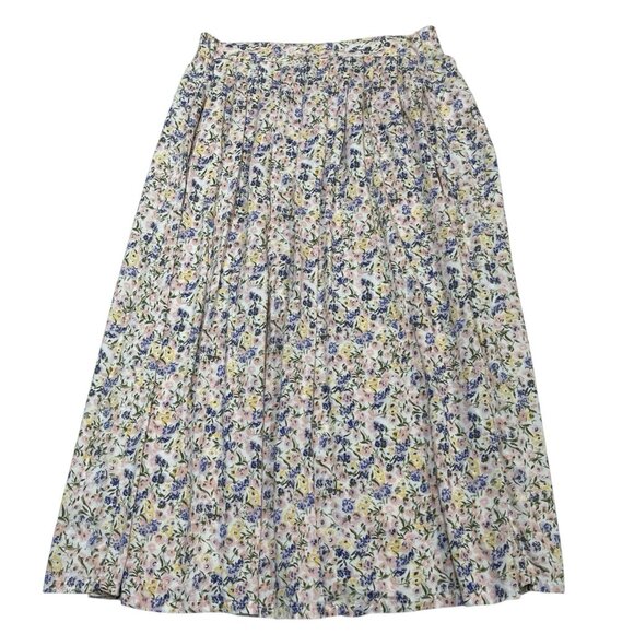 Vintage Knit & Pearl Skirt Womens M White Purple Floral Maxi Cottagecore Western - Picture 1 of 8